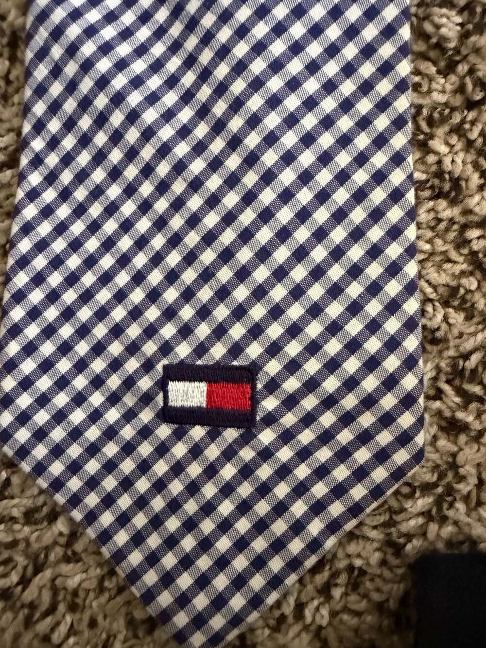 Tommy Hilfiger Reversible Gingham Tie Navy Orange